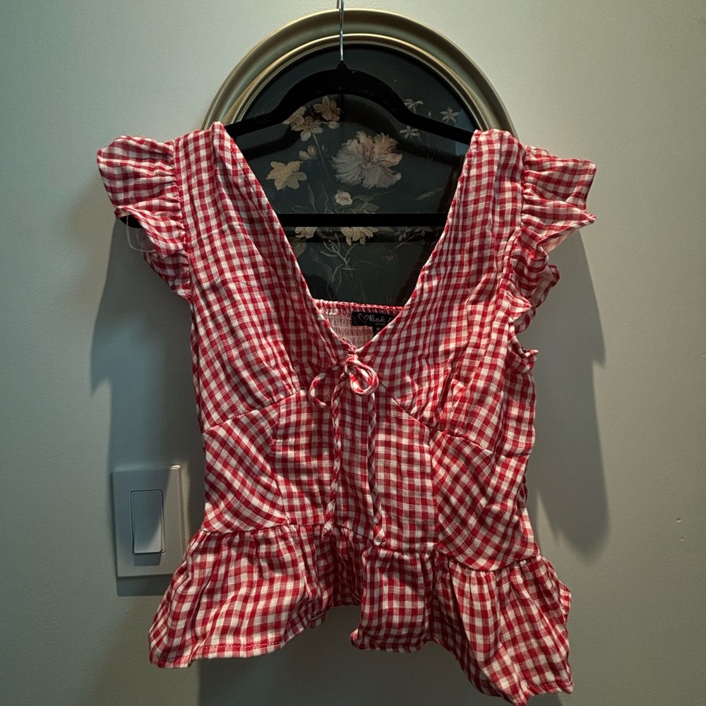 Cute Red Gingham Top
